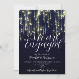 Elegant Gold Calligraphy Engagement Party Kaart
