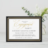 Elegant Gold Calligraphy Engagement Party Kaart (Staand voorkant)