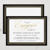 Elegant Gold Calligraphy Engagement Party Kaart (Voorkant / Achterkant)