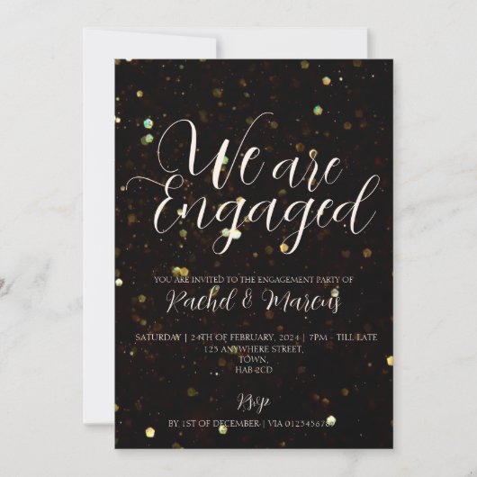 Elegant Gold Calligraphy Engagement Party Kaart (Voorkant)