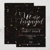 Elegant Gold Calligraphy Engagement Party Kaart (Voorkant / Achterkant)