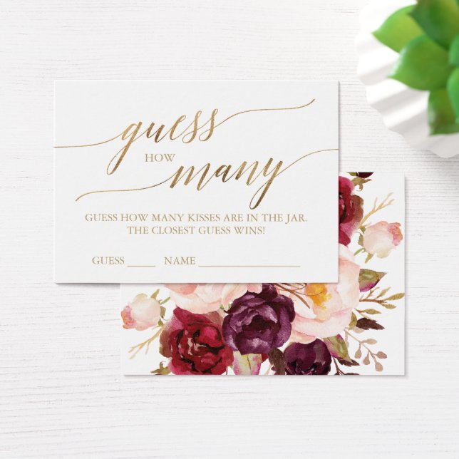Elegant Gold Calligraphy & Floral Hoeveel Kisses Visitekaartje (Bureau)