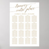 Elegant Gold Calligraphy French Seating Chart Poster (Voorkant)