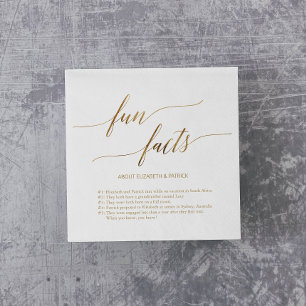 Elegant Gold Calligraphy Fun Facts Wedding Napkins Servet