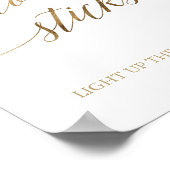 Elegant Gold Calligraphy Glow Sticks Sign Poster (Hoek)