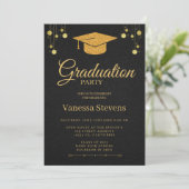 Elegant Gold Calligraphy Graduation Party Kaart (Staand voorkant)