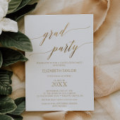 Elegant Gold Calligraphy Graduation Party Kaart