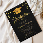 Elegant Gold Calligraphy Graduation Party Kaart