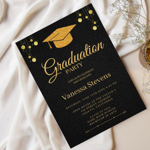Elegant Gold Calligraphy Graduation Party Kaart