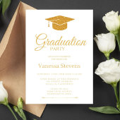 Elegant Gold Calligraphy Graduation Party Kaart
