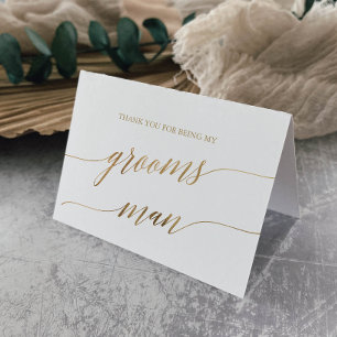Elegant Gold Calligraphy Groomsman Bedankkaart