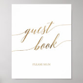 Elegant Gold Calligraphy Guest Book Sign Poster (Voorkant)
