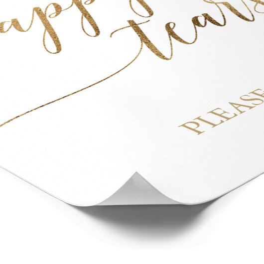 Elegant Gold Calligraphy Happy Tears Tissue Sign Poster (Hoek)