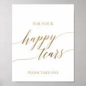 Elegant Gold Calligraphy Happy Tears Tissue Sign Poster (Voorkant)