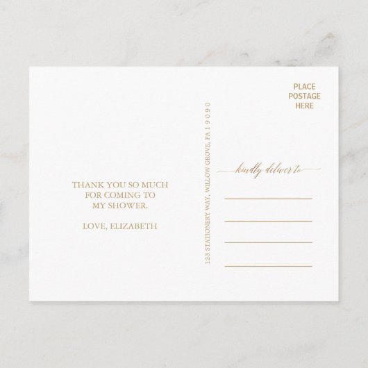 Elegant Gold Calligraphy Hartelijk dank Briefkaart (Achterkant)