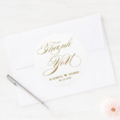 Elegant Gold Calligraphy Hartelijk dank voor uw hu Ronde Sticker (Envelop)