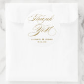 Elegant Gold Calligraphy Hartelijk dank voor uw hu Ronde Sticker (Tas)