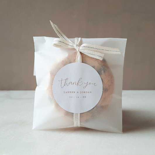 Elegant Gold Calligraphy Hartelijk dank voor uw hu Ronde Sticker