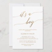 Elegant Gold Calligraphy Het is een Baby shower va Kaart (Voorkant)
