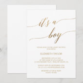 Elegant Gold Calligraphy Het is een Baby shower va Kaart (Voorkant / Achterkant)