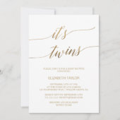 Elegant Gold Calligraphy Het is Twins Baby shower Kaart (Voorkant)