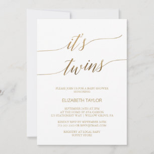 Elegant Gold Calligraphy Het is Twins Baby shower Kaart