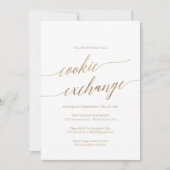 Elegant Gold Calligraphy Holiday Cookie Exchange Kaart (Voorkant)