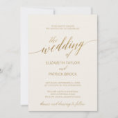 Elegant Gold Calligraphy Ivory All in One Wedding Kaart (Voorkant)