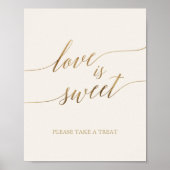 Elegant Gold Calligraphy Ivory Love is Sweet Sign Poster (Voorkant)