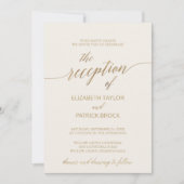 Elegant Gold Calligraphy Ivory Reception - Gegeven Kaart (Voorkant)