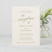 Elegant Gold Calligraphy Ivory Reception - Gegeven Kaart (Staand voorkant)