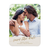 Elegant Gold Calligraphy Ivory Save the Date Photo Magneet (Verticaal)