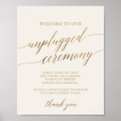Elegant Gold Calligraphy Ivory Unplugged Ceremony Poster (Voorkant)