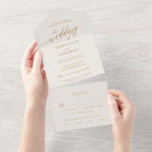 Elegant Gold Calligraphy Ivory Wedding