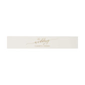 Elegant Gold Calligraphy Ivory Wedding Belly Band Uitnodigingen Wikkel (Vlak)
