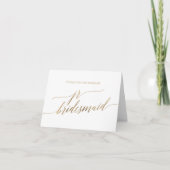 Elegant Gold Calligraphy Jr Bridesmaid Bedankkaart (Voorkant)