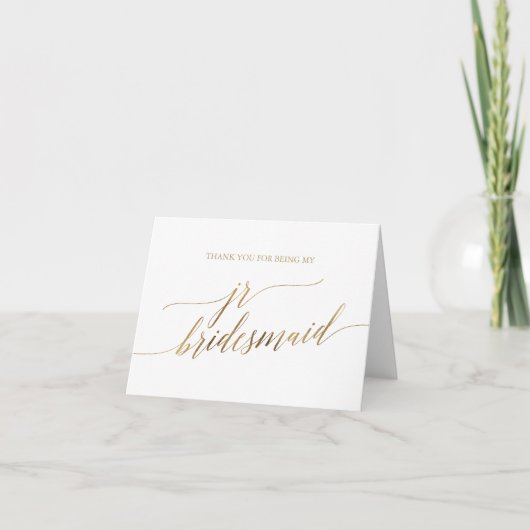 Elegant Gold Calligraphy Jr Bridesmaid Bedankkaart (Voorkant)