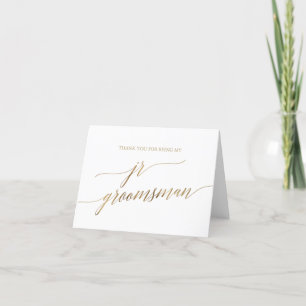 Elegant Gold Calligraphy Jr Groomsman Bedankkaart