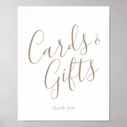 Elegant Gold Calligraphy Kaarten and Gifts Sign Poster (Voorkant)