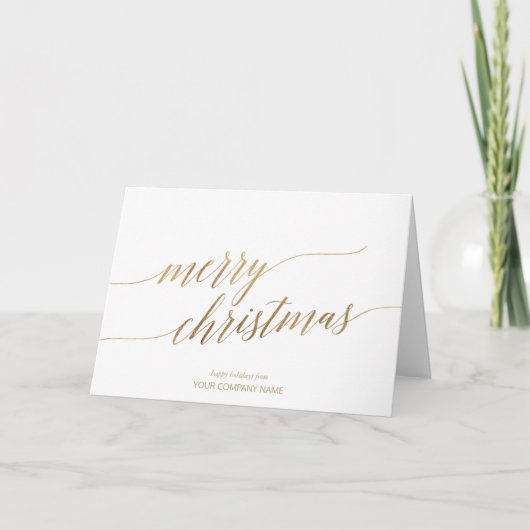 Elegant Gold Calligraphy kerst Corporate Feestdagen Kaart (Voorkant)