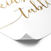 Elegant Gold Calligraphy Kinder Table Sign Poster (Hoek)