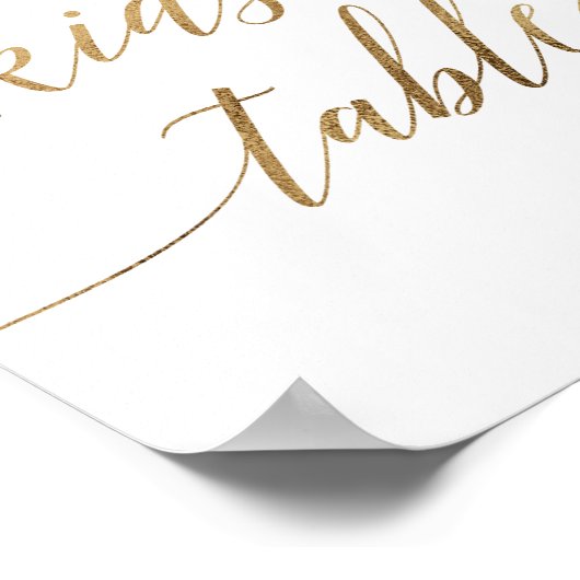 Elegant Gold Calligraphy Kinder Table Sign Poster (Hoek)