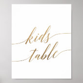 Elegant Gold Calligraphy Kinder Table Sign Poster (Voorkant)