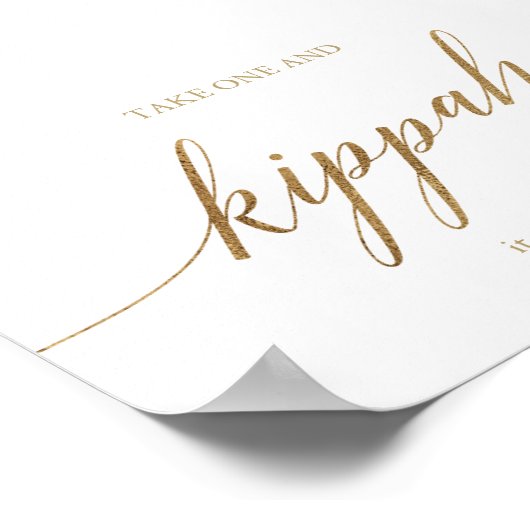 Elegant Gold Calligraphy Kippah Poster (Hoek)
