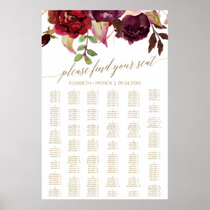 Elegant Gold Calligraphy Large Seating Chart Poster