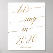 Elegant Gold Calligraphy Let's Ring in 2020 Sign Poster (Voorkant)