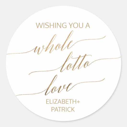 Elegant Gold Calligraphy Lottery Ticket Favor Ronde Sticker (Voorkant)