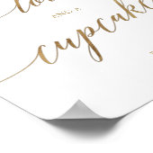 Elegant Gold Calligraphy Love and a Cupcake Sign Poster (Hoek)