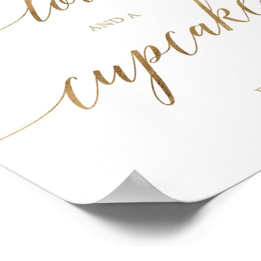 Elegant Gold Calligraphy Love and a Cupcake Sign Poster (Hoek)
