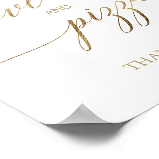 Elegant Gold Calligraphy Love and Pizza Sign Poster (Hoek)